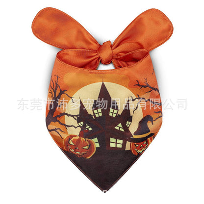 Pet Triangle Halloween Dog Saliva Towel Double Layer - 0 - Scribble Snacks