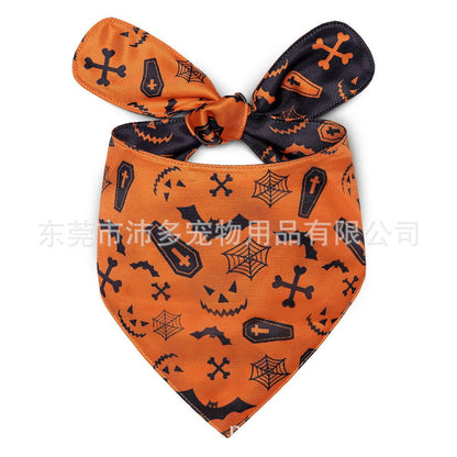 Pet Triangle Halloween Dog Saliva Towel Double Layer - 0 - Scribble Snacks