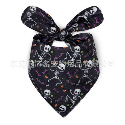 Pet Triangle Halloween Dog Saliva Towel Double Layer - 0 - Scribble Snacks