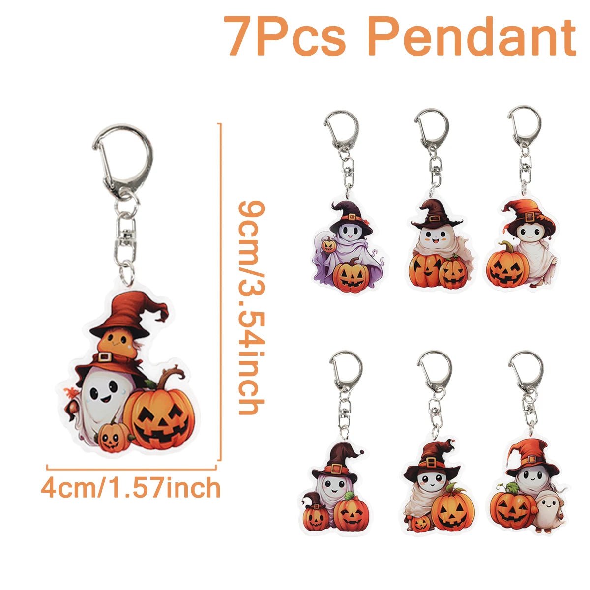 Playful Pumpkin Ghost Keychain - Halloween - Shoe Charms & Keychains - Scribble Snacks