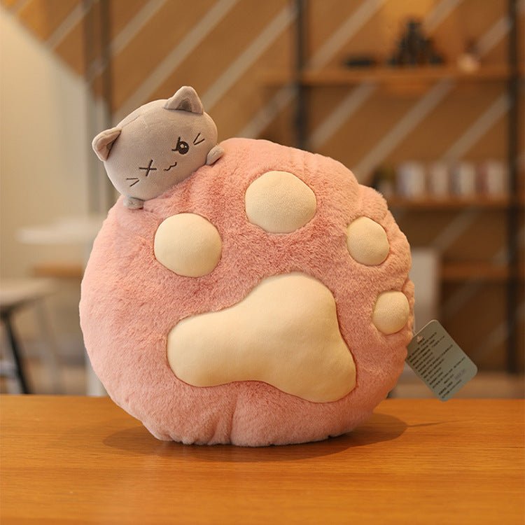 Plush Cat Paw Pillow Stuffed Funtional Cartoon Animal Quilt Home Sofa Decor Plushie Props - 0 - Scribble Snacks