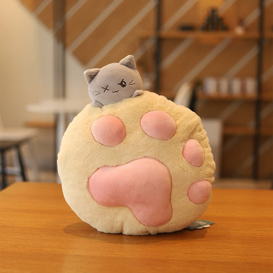 Plush Cat Paw Pillow Stuffed Funtional Cartoon Animal Quilt Home Sofa Decor Plushie Props - 0 - Scribble Snacks