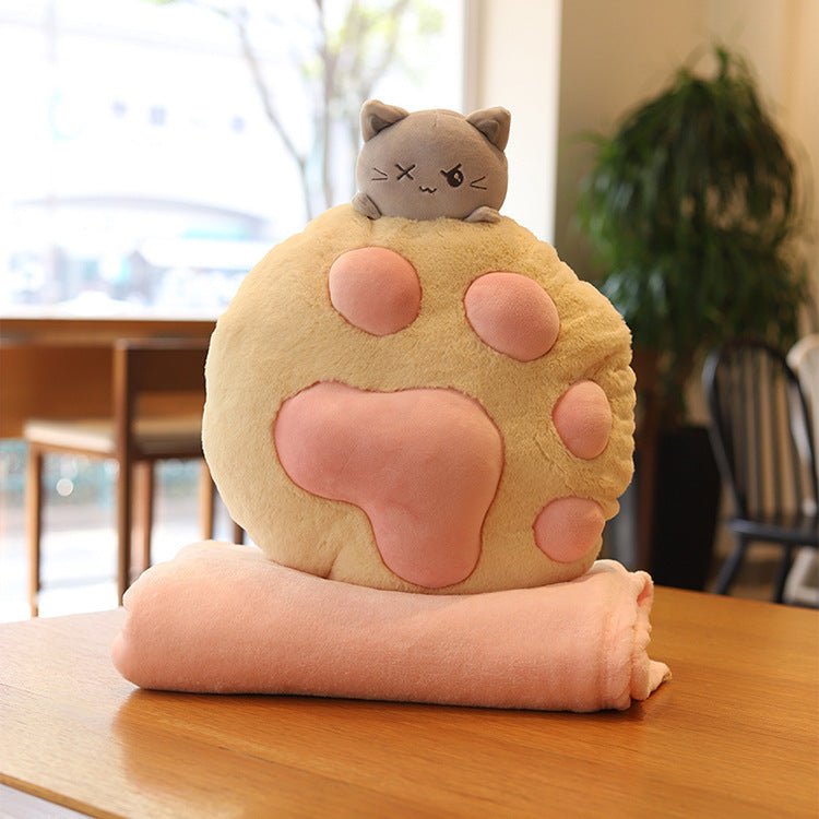 Plush Cat Paw Pillow Stuffed Funtional Cartoon Animal Quilt Home Sofa Decor Plushie Props - 0 - Scribble Snacks