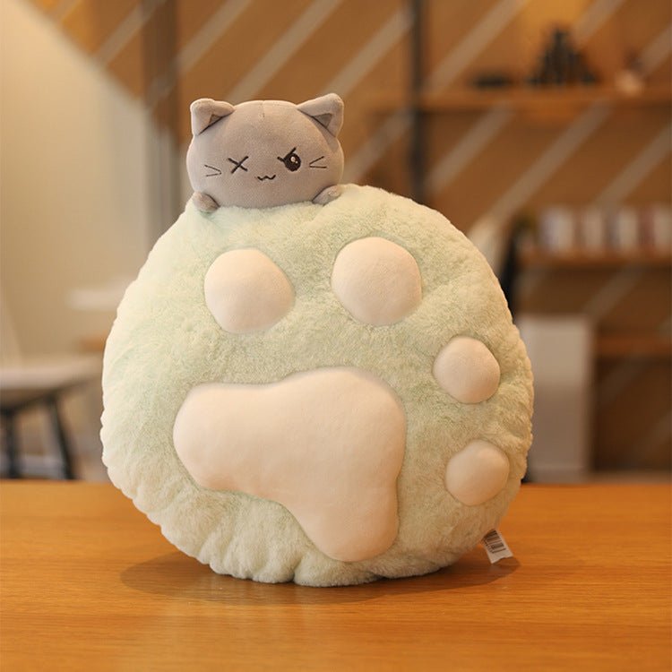 Plush Cat Paw Pillow Stuffed Funtional Cartoon Animal Quilt Home Sofa Decor Plushie Props - 0 - Scribble Snacks