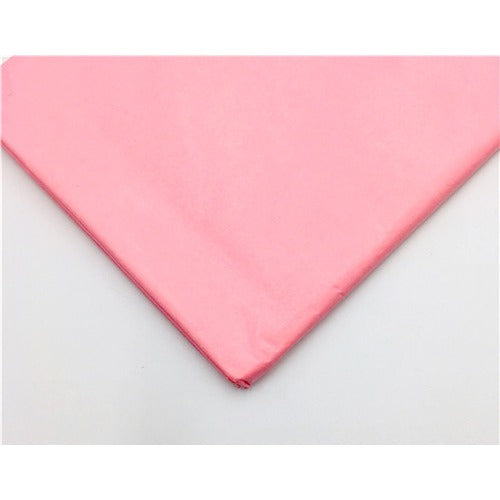 Real supplier photo: pink tissue paper, 45 sheets of 70 x 50 cm, included with the With tissue wrap option only