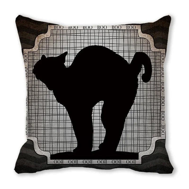 Pumpkin Black Cat Pillowcase - Halloween - Seasonal Plush Pillows & Throw Decorations - Scribble Snacks