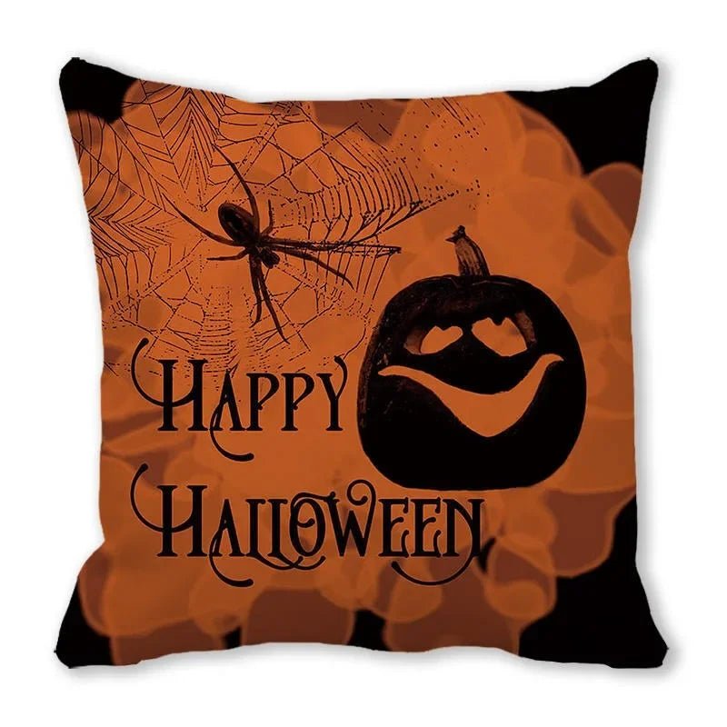 Pumpkin Black Cat Pillowcase - Halloween - Seasonal Plush Pillows & Throw Decorations - Scribble Snacks