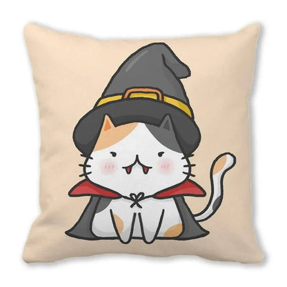 Pumpkin Cat Polyester Pillowcase - Halloween - Seasonal Plush Pillows & Throw Decorations - Scribble Snacks