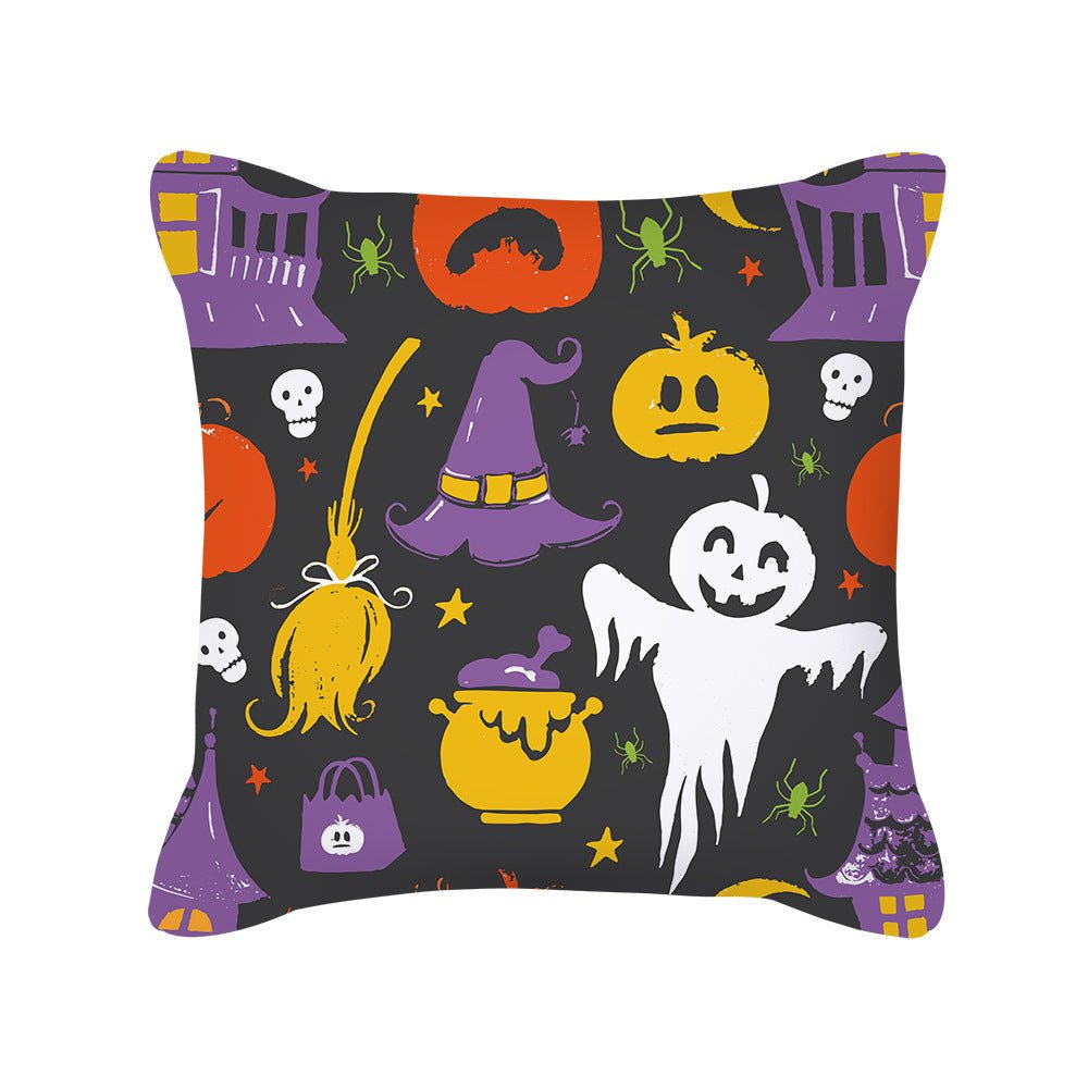 Pumpkin Cute Ghost Peach Skin Halloween Pillowcase Amazon Home Pillowcase Cushion Cover - 0 - Scribble Snacks