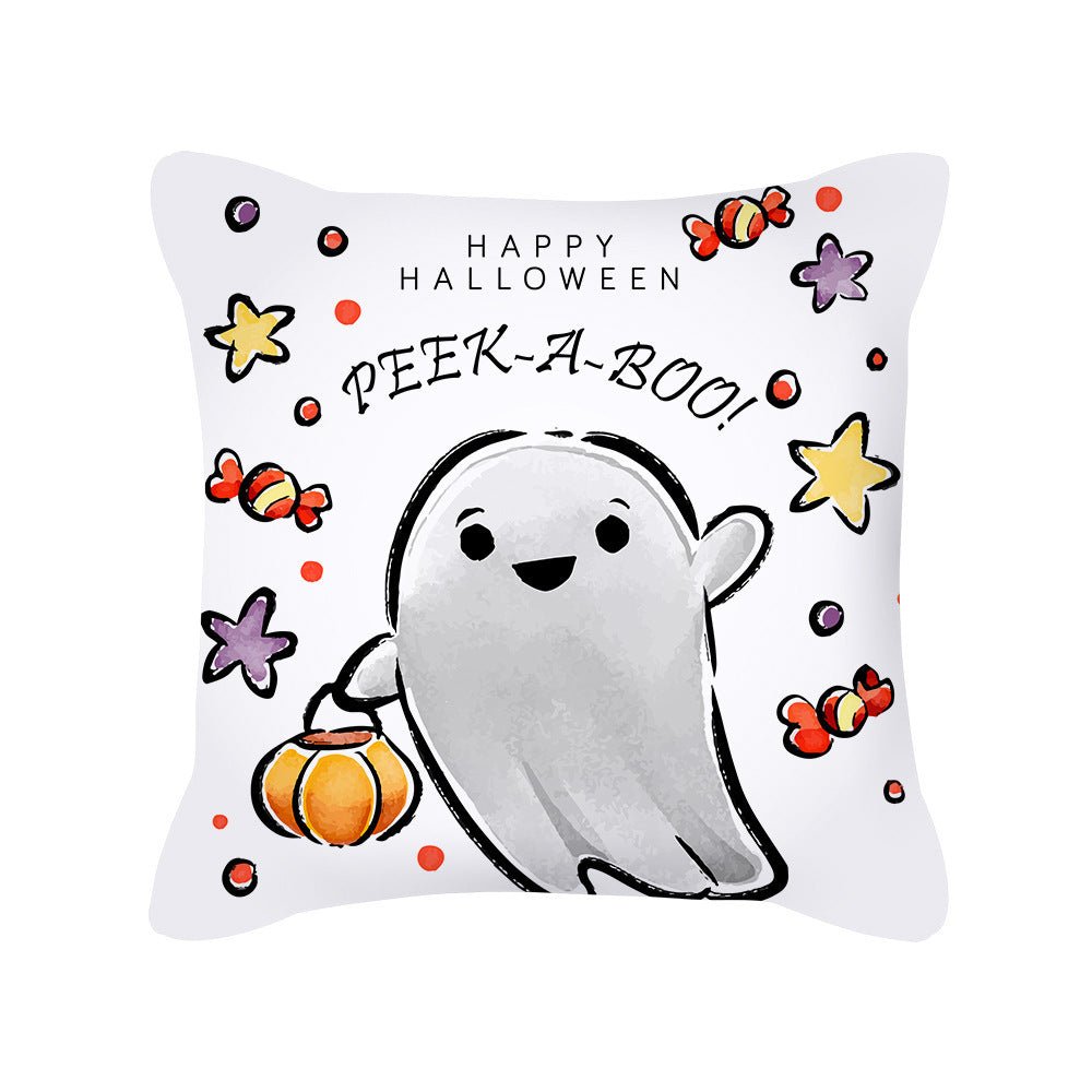 Pumpkin Cute Ghost Peach Skin Halloween Pillowcase Amazon Home Pillowcase Cushion Cover - 0 - Scribble Snacks