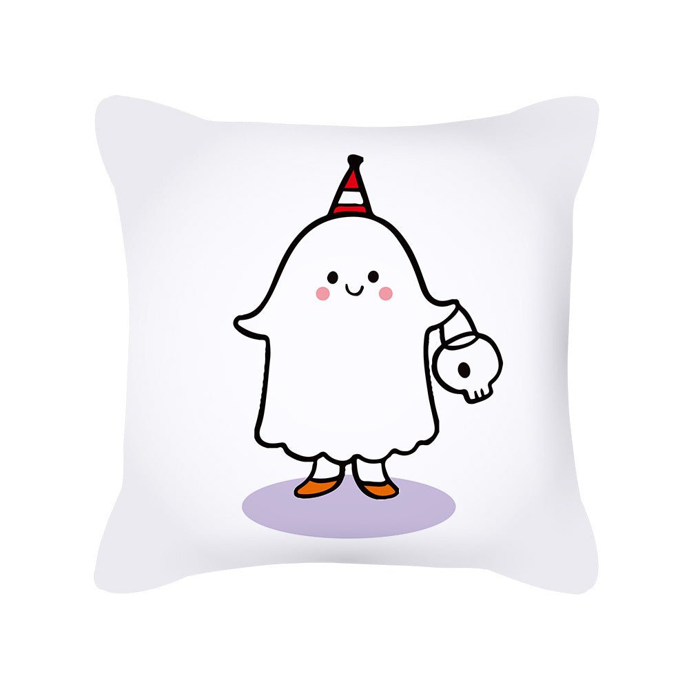 Pumpkin Cute Ghost Peach Skin Halloween Pillowcase Amazon Home Pillowcase Cushion Cover - 0 - Scribble Snacks