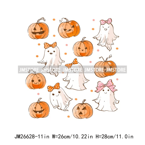 Pumpkin Ghost Bow Iron - On Transfers - Halloween - Iron - On Transfers & Patches - Scribble Snacks