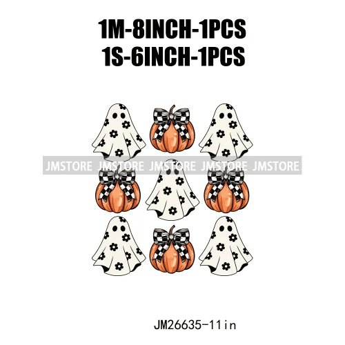 Pumpkin Ghost Bow Iron - On Transfers - Halloween - Iron - On Transfers & Patches - Scribble Snacks