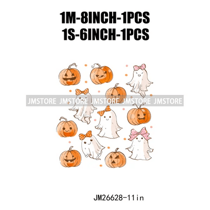 Pumpkin Ghost Bow Iron - On Transfers - Halloween - Iron - On Transfers & Patches - Scribble Snacks