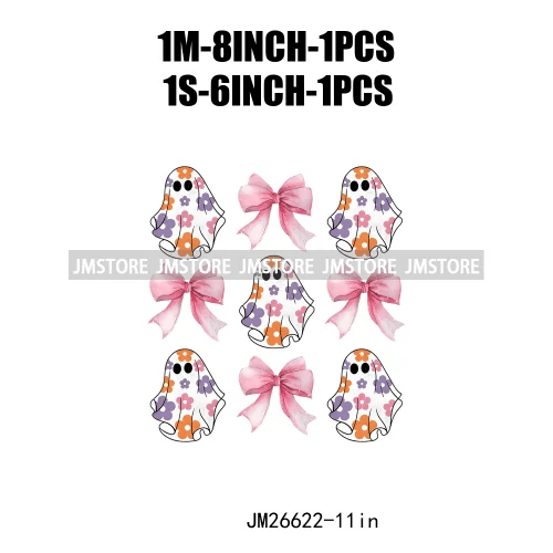 Pumpkin Ghost Bow Iron - On Transfers - Halloween - Iron - On Transfers & Patches - Scribble Snacks