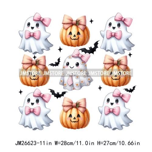 Pumpkin Ghost Bow Iron - On Transfers - Halloween - Iron - On Transfers & Patches - Scribble Snacks