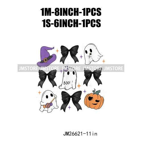 Pumpkin Ghost Bow Iron - On Transfers - Halloween - Iron - On Transfers & Patches - Scribble Snacks