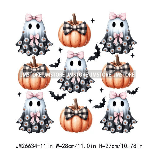 Pumpkin Ghost Bow Iron - On Transfers - Halloween - Iron - On Transfers & Patches - Scribble Snacks