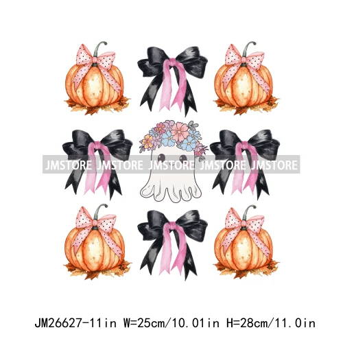 Pumpkin Ghost Bow Iron - On Transfers - Halloween - Iron - On Transfers & Patches - Scribble Snacks