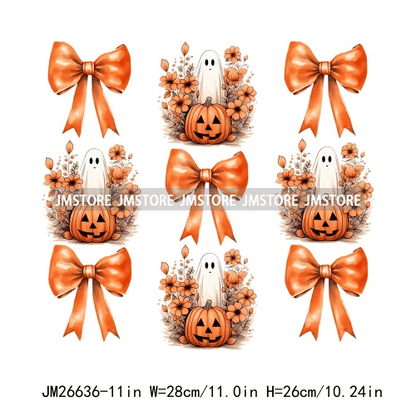 Pumpkin Ghost Bow Iron - On Transfers - Halloween - Iron - On Transfers & Patches - Scribble Snacks