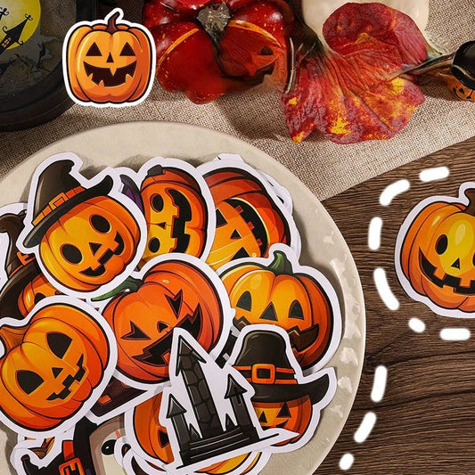 Pumpkin Ghost Muffin Decor Stickers - Halloween - Stickers & Labels (including Scrapbooking, Wall Decals) - Scribble Snacks