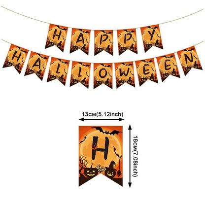 Pumpkin Ghost Skull Bunting Banner - Halloween - Party Banners & Hanging Ornaments - Scribble Snacks