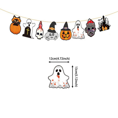 Pumpkin Ghost Skull Bunting Banner - Halloween - Party Banners & Hanging Ornaments - Scribble Snacks