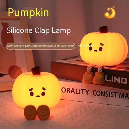 Pumpkin Lamp Small Night Lamp Halloween Silicone Pat Lamp Ambience Light - 0 - Scribble Snacks