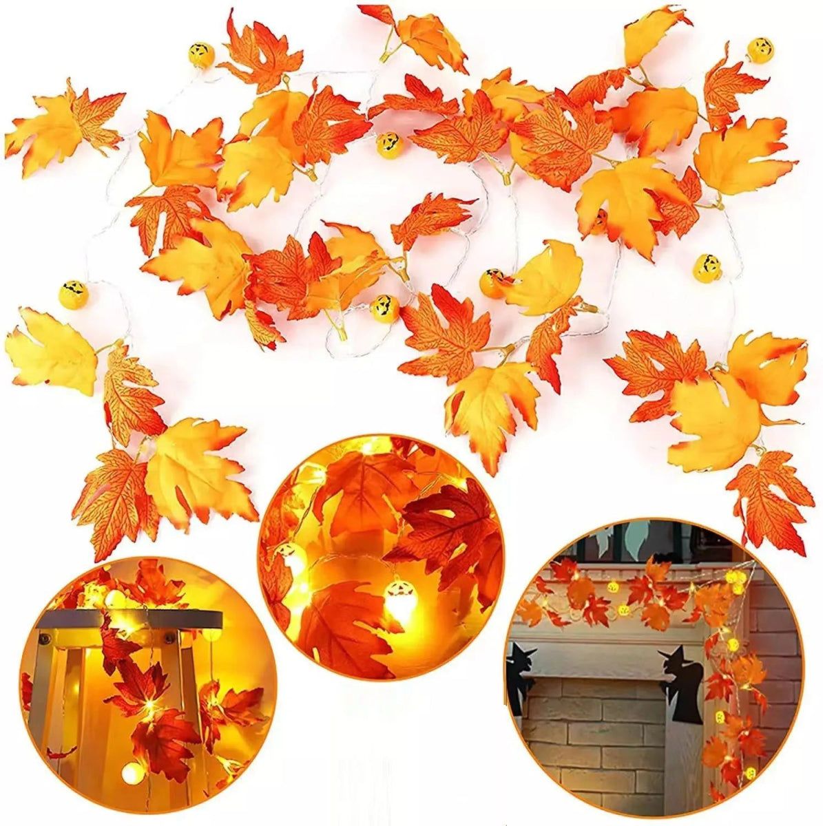 Pumpkin Maple Fairy Lights - Halloween - Party Banners & Hanging Ornaments - Scribble Snacks