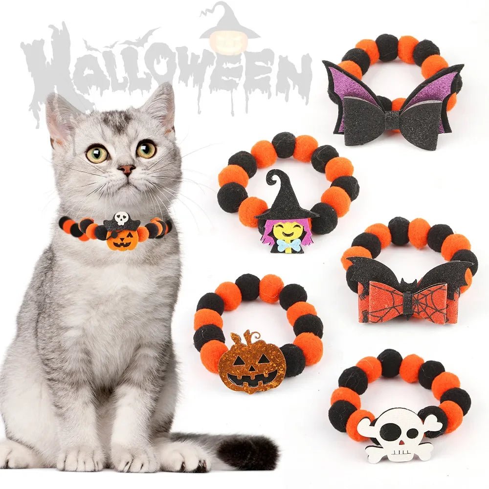 Pumpkin Plush Ball Pet Collar - Halloween - Pet Costumes & Accessories - Scribble Snacks