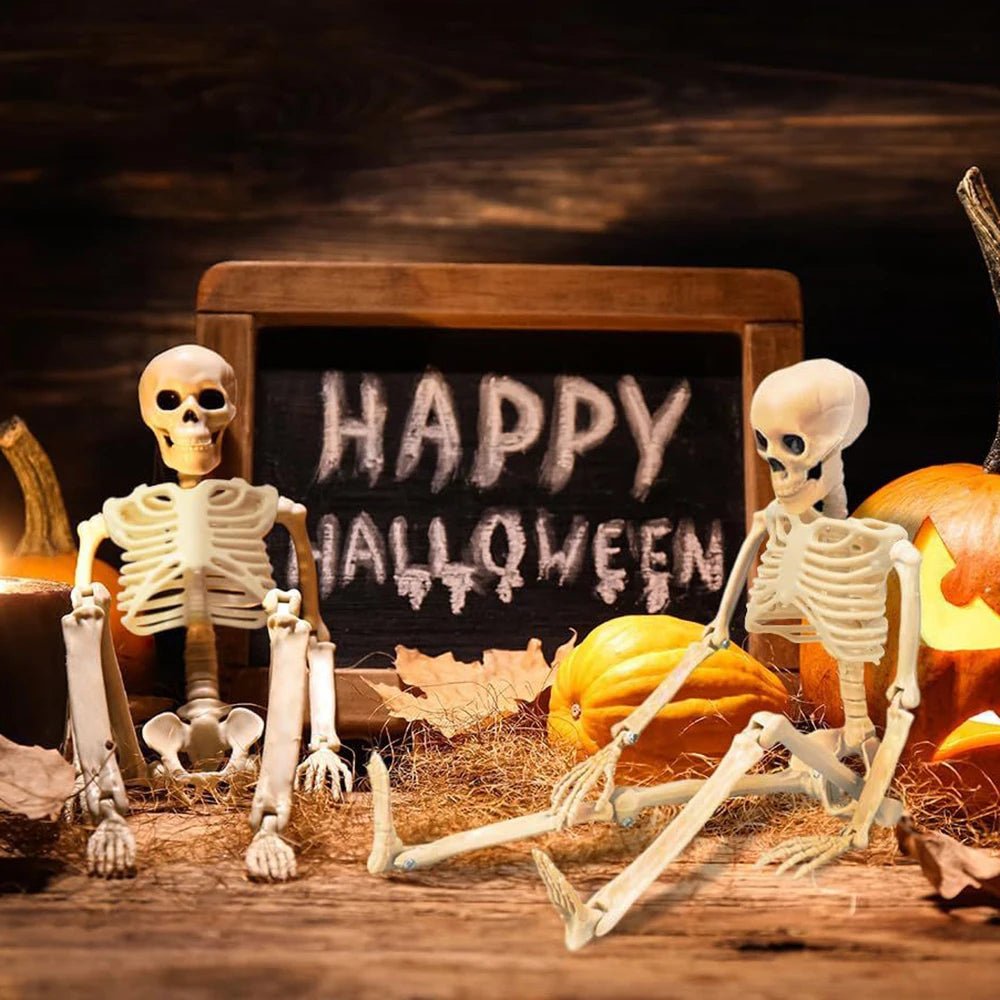 Pumpkin Posable Skeleton Decor - Halloween - Skeletons & Bones Props - Scribble Snacks