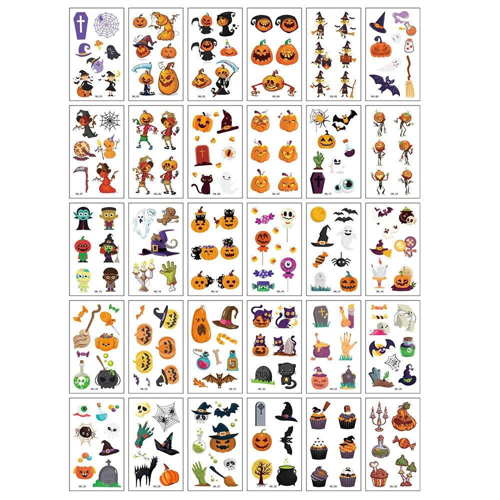 Pumpkin Spider Halloween Tattoos - Halloween - Temporary Tattoos & Makeup Props - Scribble Snacks