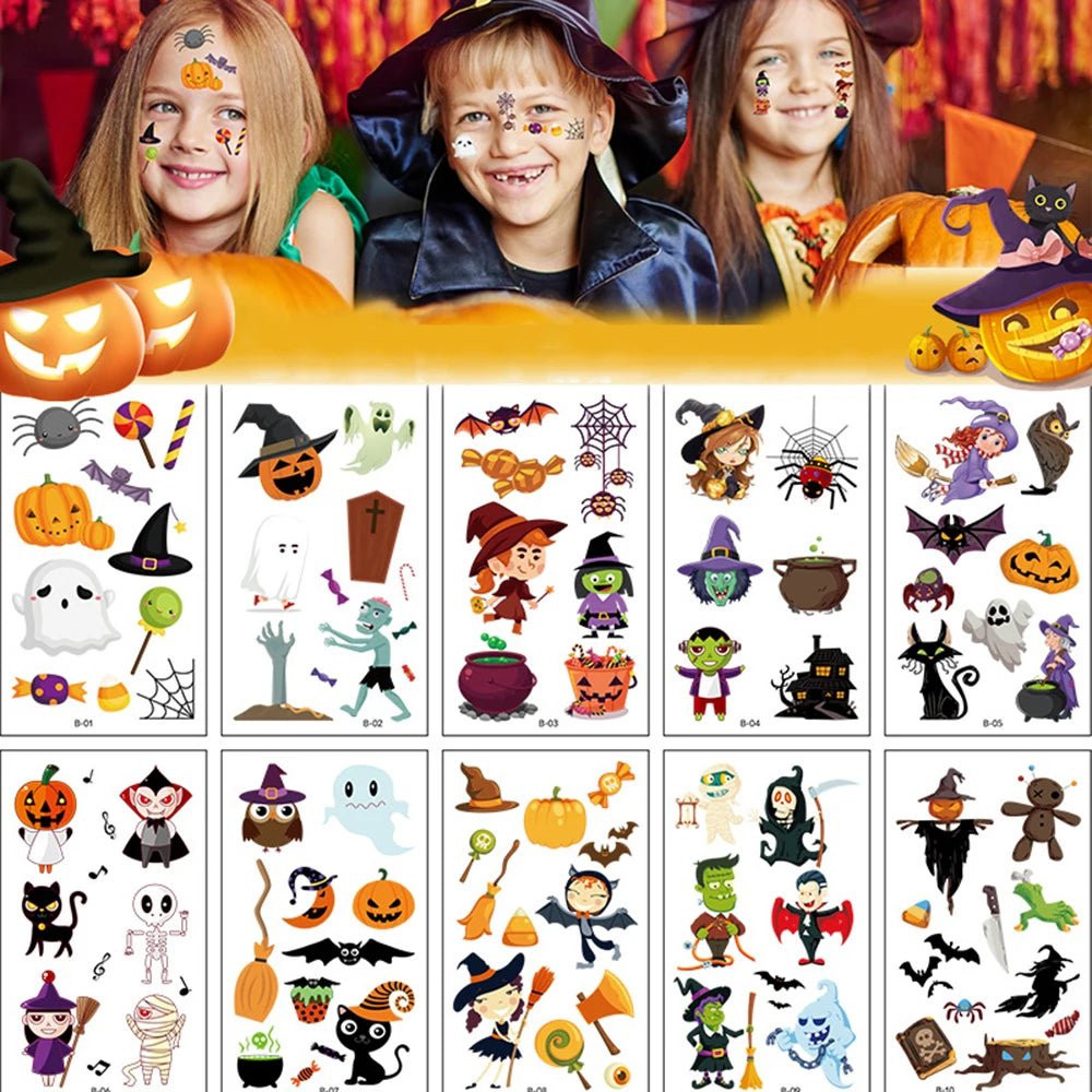 Pumpkin Spider Halloween Tattoos - Halloween - Temporary Tattoos & Makeup Props - Scribble Snacks