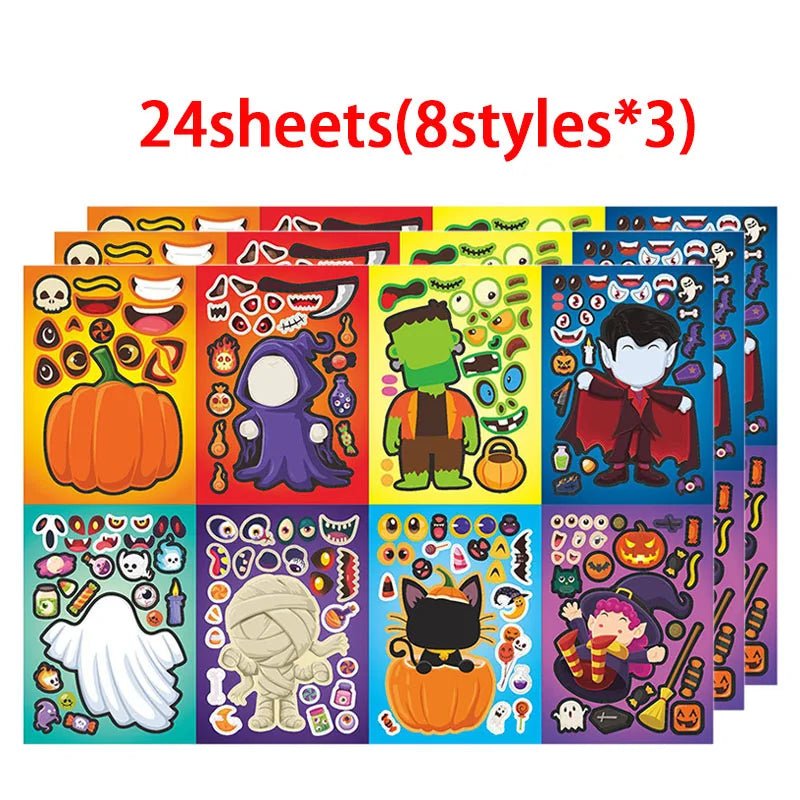 Pumpkin Treats Face Stickers - Halloween - Party Games (Toss Games, Puzzles) - Scribble Snacks