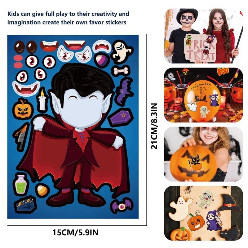 Pumpkin Treats Face Stickers - Halloween - Party Games (Toss Games, Puzzles) - Scribble Snacks