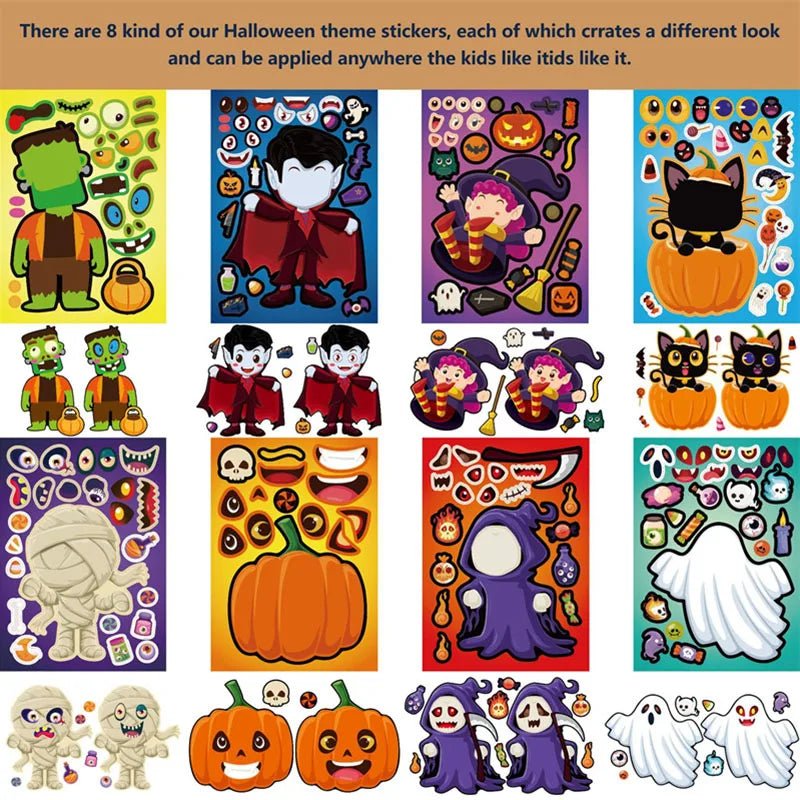 Pumpkin Treats Face Stickers - Halloween - Party Games (Toss Games, Puzzles) - Scribble Snacks