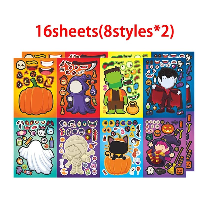 Pumpkin Treats Face Stickers - Halloween - Party Games (Toss Games, Puzzles) - Scribble Snacks