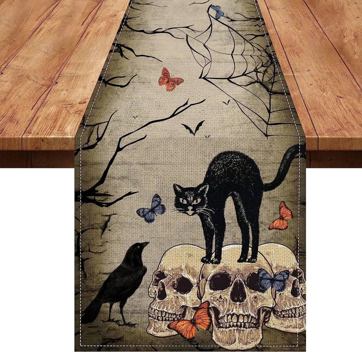 Pumpkin Web Linen Table Runner - Halloween - Tableware (Placemats, Napkin Rings, Table Runners) - Scribble Snacks