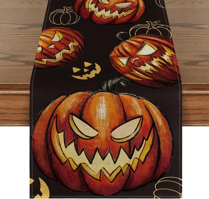 Pumpkin Web Linen Table Runner - Halloween - Tableware (Placemats, Napkin Rings, Table Runners) - Scribble Snacks