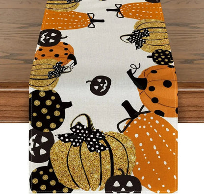 Pumpkin Web Linen Table Runner - Halloween - Tableware (Placemats, Napkin Rings, Table Runners) - Scribble Snacks