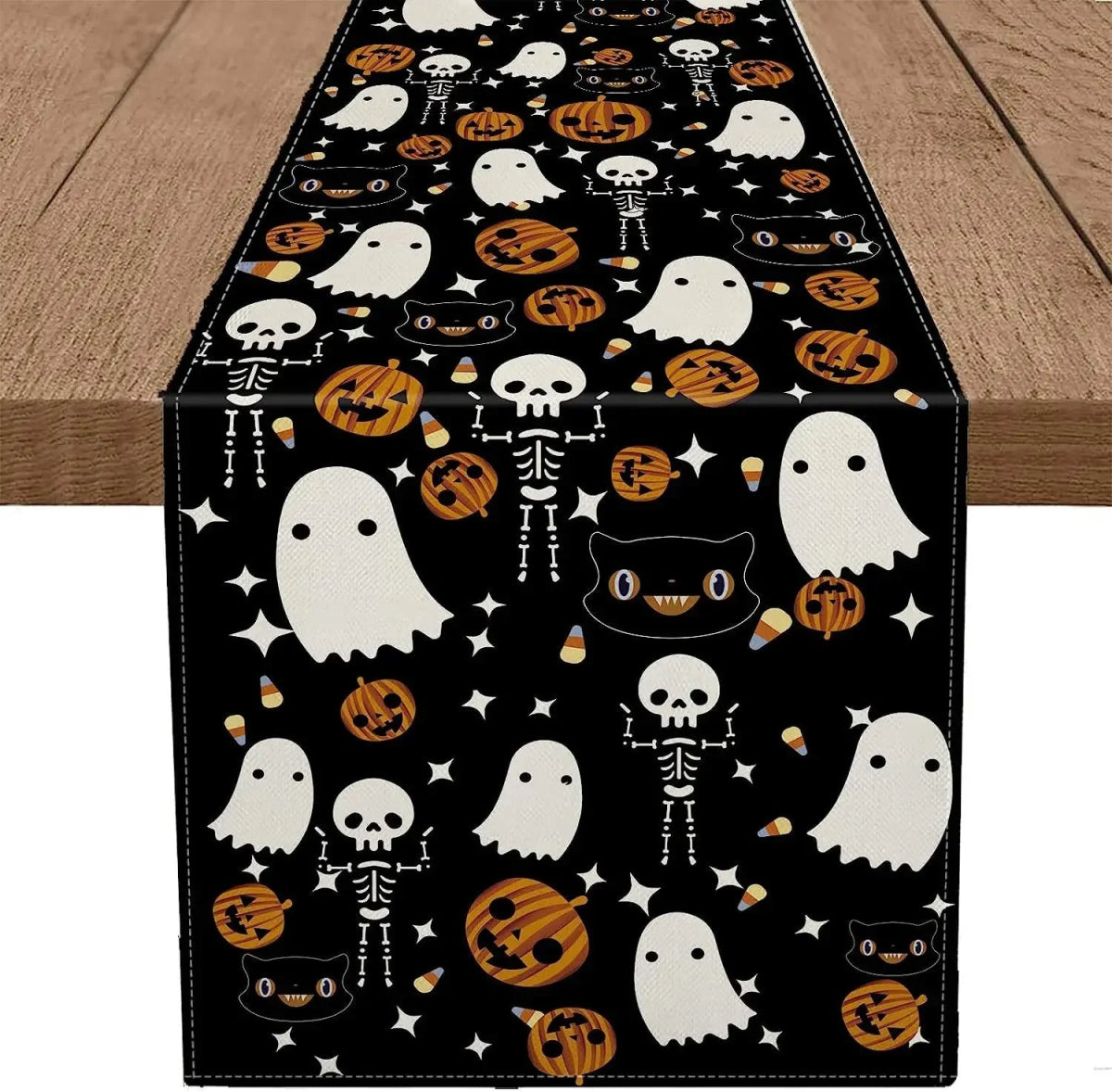 Pumpkin Web Linen Table Runner - Halloween - Tableware (Placemats, Napkin Rings, Table Runners) - Scribble Snacks