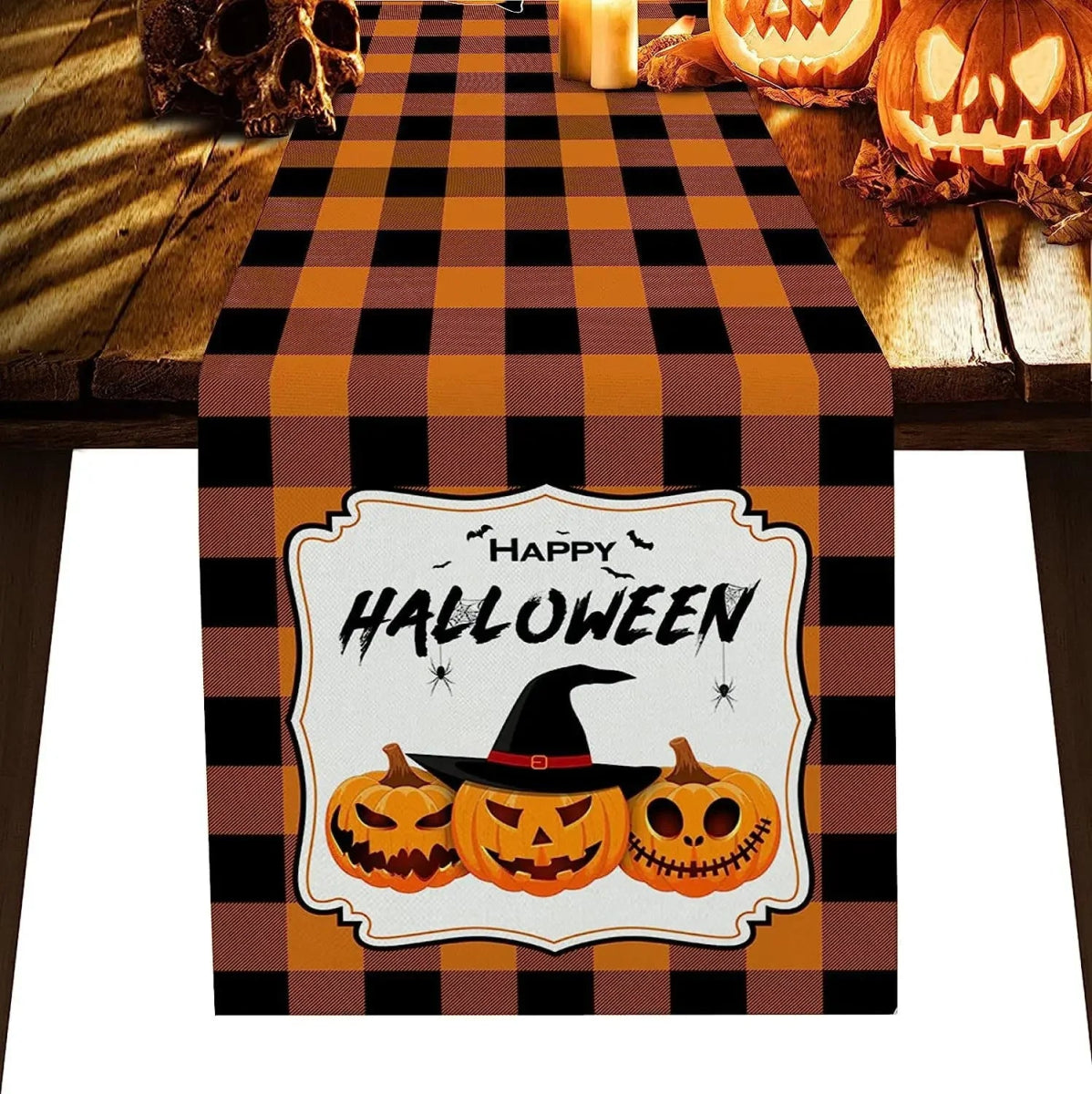 Pumpkin Web Linen Table Runner - Halloween - Tableware (Placemats, Napkin Rings, Table Runners) - Scribble Snacks