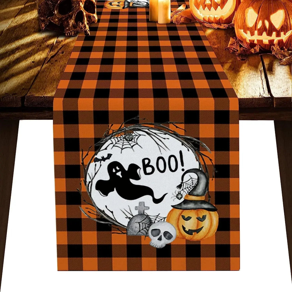 Pumpkin Web Linen Table Runner - Halloween - Tableware (Placemats, Napkin Rings, Table Runners) - Scribble Snacks