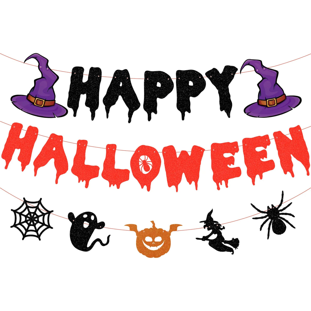 Pumpkin Witch Ghost Party Banner - Halloween - Party Banners & Hanging Ornaments - Scribble Snacks