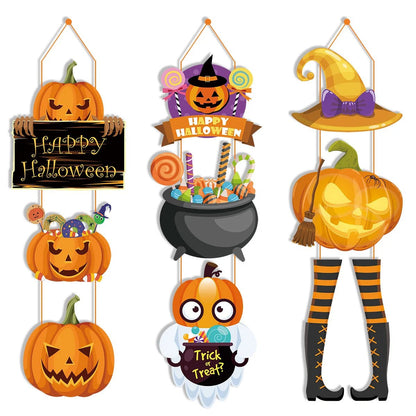 Pumpkin Witch Ghost Party Banner - Halloween - Party Banners & Hanging Ornaments - Scribble Snacks