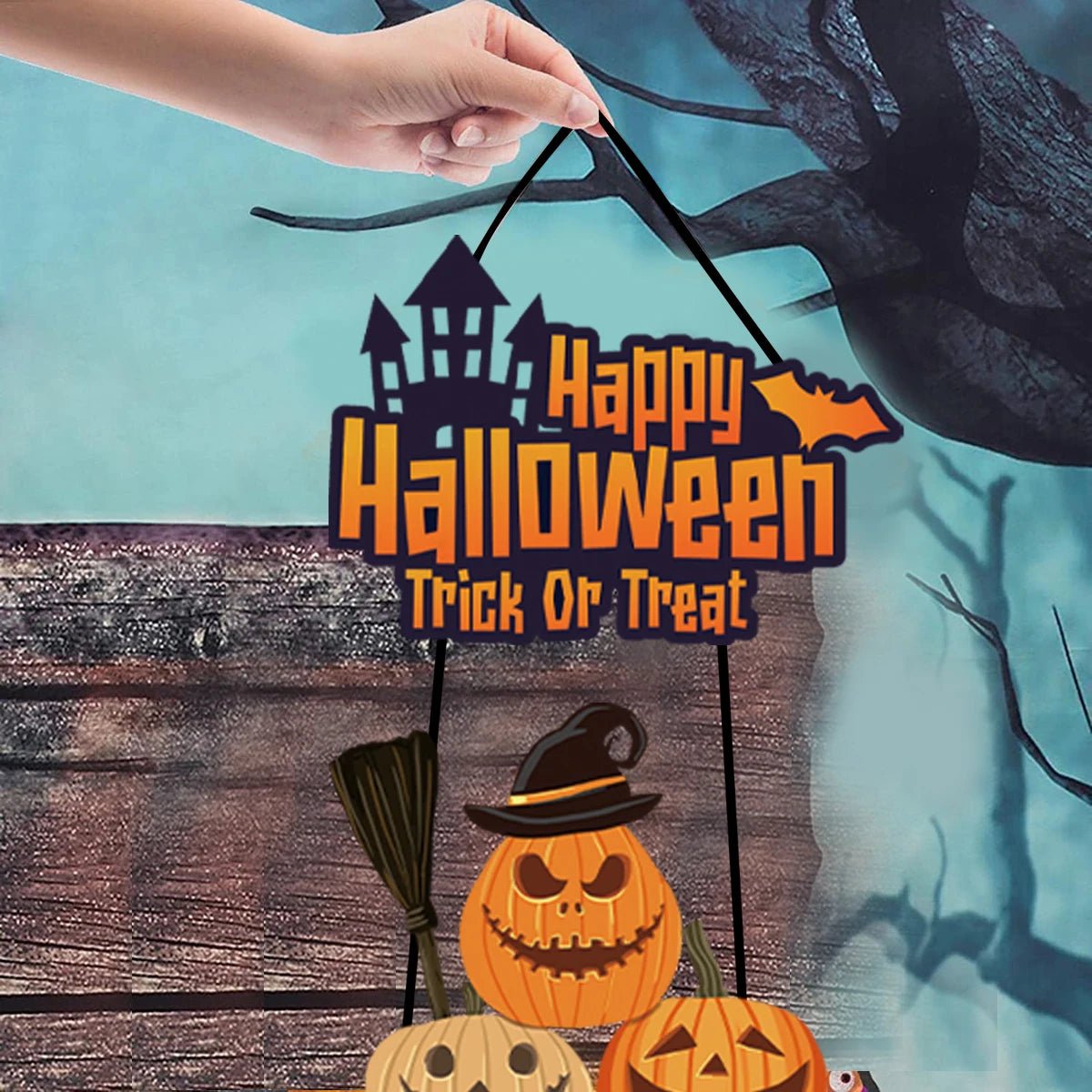 Pumpkin Witch Ghost Party Banner - Halloween - Party Banners & Hanging Ornaments - Scribble Snacks