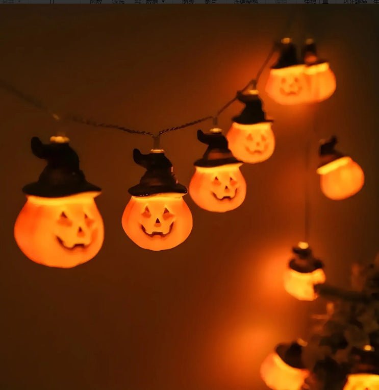 PVC Soft Material Halloween Lighting Chain Pumpkin Ghost Bat Modeling Lamp Indoor And Outdoor Home Decoration - 0 - Scribble Snacks