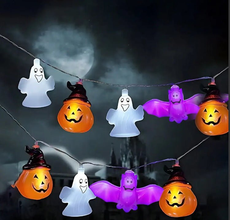 PVC Soft Material Halloween Lighting Chain Pumpkin Ghost Bat Modeling Lamp Indoor And Outdoor Home Decoration - 0 - Scribble Snacks