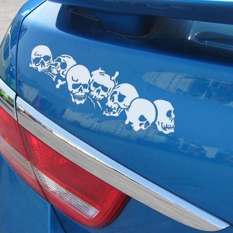 Reflective Bumper Stickers Motorcycle Electric Car Horror Bumper Stickers Halloween Skull Car Stickers - 0 - Scribble Snacks