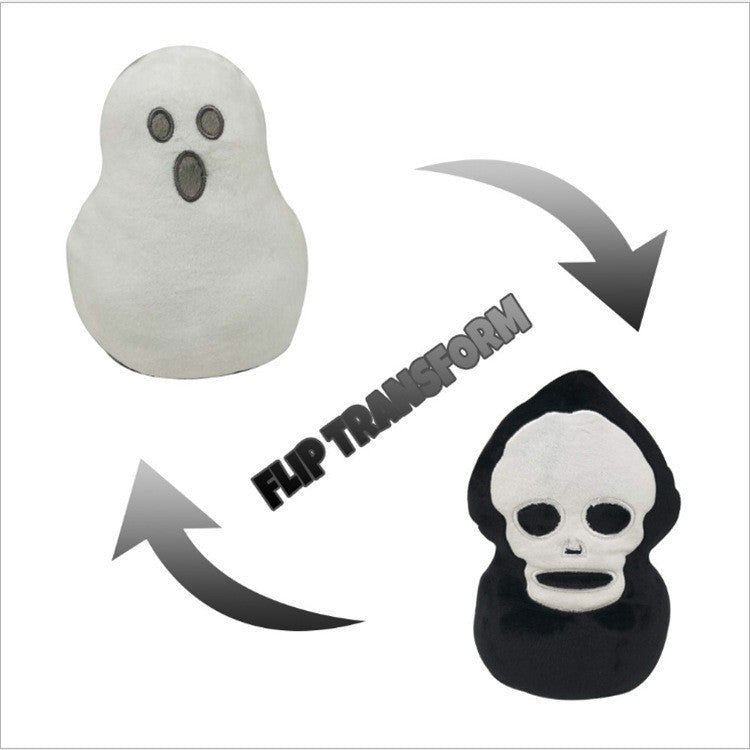 Reversible Halloween Ghost Flip Stuffed Plush Doll - 0 - Scribble Snacks